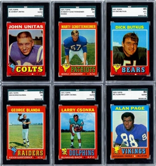 1971 Topps Football Complete Set of 263 Cards with 17 SGC Graded 